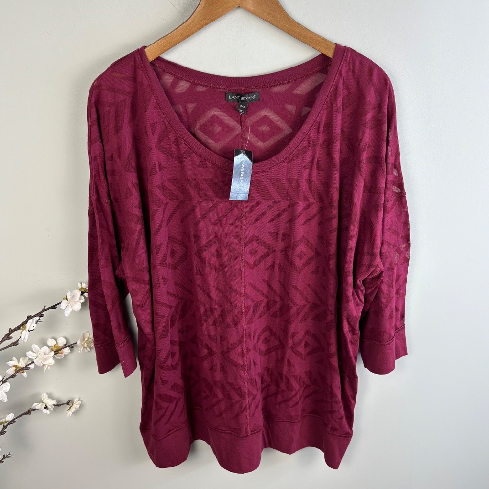 Lane Bryant V Neck Mesh Aztec Tee NWT Size 18/20